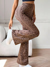 ZASUWA Female Leopard Deep V Back Flare Leggings