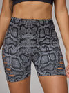 ZASUWA Female Snake Print Cutout Hot Booty Shorts