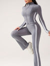ZASUWA Female Contrast Color Stripes Zipper High-rise Flare Tracksuit