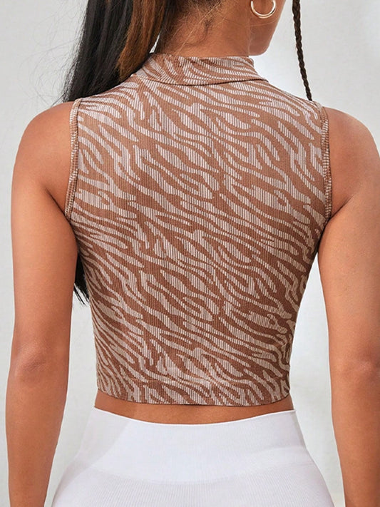 ZASUWA Female Sexy Contrast Color Leopard Print Quick Dry Tank