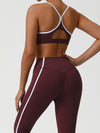 ZASUWA Female Contrast Color Stripes Cross Back Tracksuit