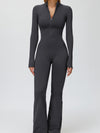 ZASUWA Female Fleece Zipper Flare Jumpsuit