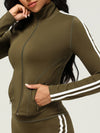 ZASUWA Female Zipper Contrast Color Stripes Pocket Jacket