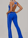 ZASUWA Female Backless Stripes Flare Jumpsuit