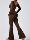 ZASUWA Female Ribbed U Collar Flare Jumpsuit