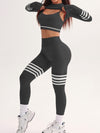 ZASUWA Female Stripes Deep V Back 3-Pieces Tracksuit