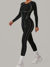 ZASUWA Female Sexy Backless Contrast Color Stripes Jumpsuit