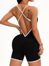 ZASUWA Female Cross Back Stripes Scrunch Bum Short Romper