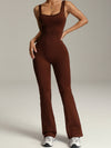 ZASUWA Female Deep V Back Flare Jumpsuit