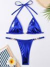ZASUWA Female Sexy Glossy PU Bikini Set