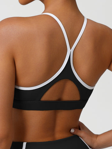 ZASUWA Female Contrast Color Stripes Cutout Sports Bras