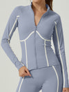 ZASUWA Female Contrast Color Stripes Zipper Jacket