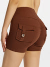 ZASUWA Female Scrunch Bum High Waist Pocket Spandex Gym Booty Cargo Shorts