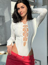 ZASUWA Female Lace-up Long Sleeves Bodysuit