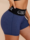 ZASUWA Female Letter Print Waist Hip-lift Spandex Gym Booty Shorts