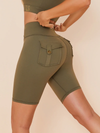 ZASUWA Female Pockets Spandex Gym Booty Cargo Shorts