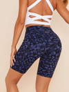 ZASUWA Female Printed High Waist Pocket Spandex Gym Booty Shorts