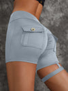 ZASUWA Female Unique Cut Out Pocket Mesh Scrunch Bum Spandex Gym Booty Shorts