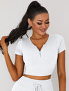 ZASUWA Female Knitted Chest Zipper Yoga Short Sleeves