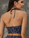 ZASUWA Female Leopard Print Hollow Out Halter Sports Bras