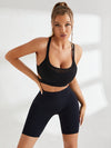 ZASUWA Female Mesh Hollow Beauty Back Tight High Waist Short Tracksuit