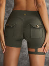 ZASUWA Female Unique Cut Out Pocket Mesh Scrunch Bum Spandex Gym Booty Shorts