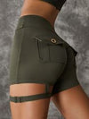 ZASUWA Female Unique Cut Out Pocket Mesh Scrunch Bum Spandex Gym Booty Shorts