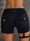 ZASUWA Female Unique Cut Out Pocket Mesh Scrunch Bum Spandex Gym Booty Shorts