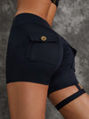 ZASUWA Female Unique Cut Out Pocket Mesh Scrunch Bum Spandex Gym Booty Shorts