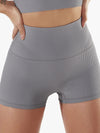 ZASUWA Female Solid Color Ribbed High-rise Spandex Gym Booty Shorts