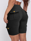 ZASUWA Female Pocket Scrunch Bum High-rise Cargo Style Spandex Gym Booty Shorts
