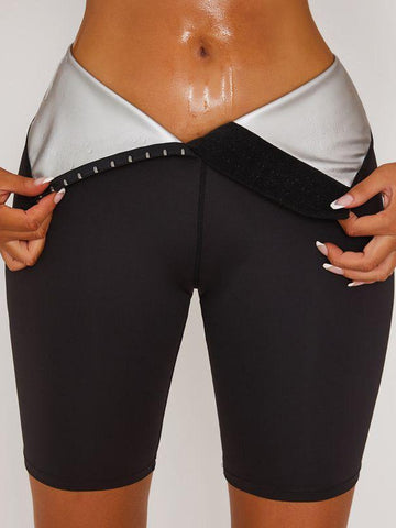 ZASUWA Female Solid Color Sweating Corset Spandex Gym Booty Shorts