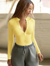 ZASUWA Female Lapel Button Long Sleeves Bodysuit