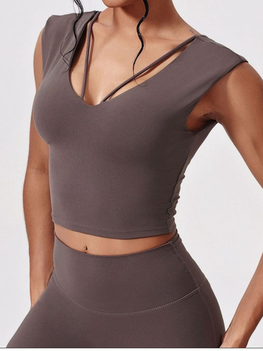 ZASUWA Female Solid Color Yoga Short Sleeves