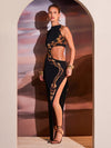 ZASUWA Female Snake Print Cutout Split Dress