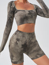 ZASUWA Female Unique Hot Tie-dye Seamless Elastic Tight Short Tracksuit