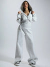 ZASUWA Female Solid Color Zipper Hooded Jumpsuit