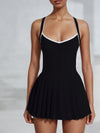 ZASUWA Female Deep V Cross Strap Short Dress