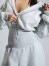 ZASUWA Female Solid Color Zipper Hooded Jumpsuit