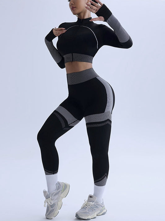 ZASUWA Female Quick-Dry Ribbed Zipper  Hip-lift Tracksuit