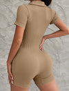 ZASUWA Female Lapel Button Ribbed Romper