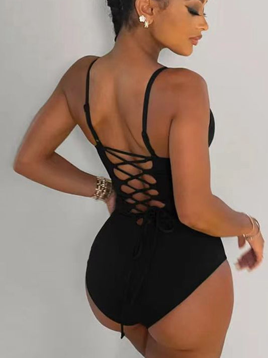 ZASUWA Female Back Lace-up Plus Size One Piece