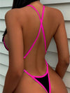 ZASUWA Female Sexy Contrast Color Cross Back One Piece