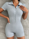 ZASUWA Female Lapel Button Ribbed Romper