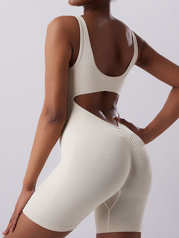 ZASUWA Female V-shaped Waist Scrunch Bum Hollow Out Romper