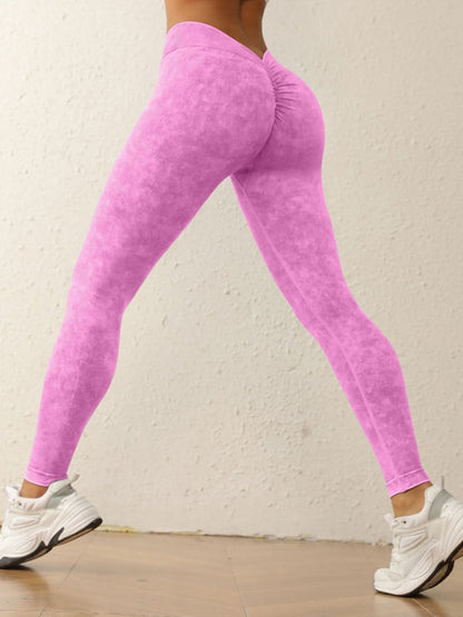 Denim Deep V Back Scrunch Bum Leggings