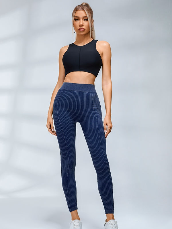 V-shaped Waist Ribbed High-waisted Hip-lift Scrunch Bum Leggings
