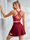Cross Back 2 In 1 Pleated Skirt Short Suit
