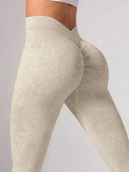 Denim Deep V Back Scrunch Bum Leggings