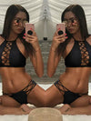 ZASUWA Female Sexy Cross Hollow Out Halter Bikini Set